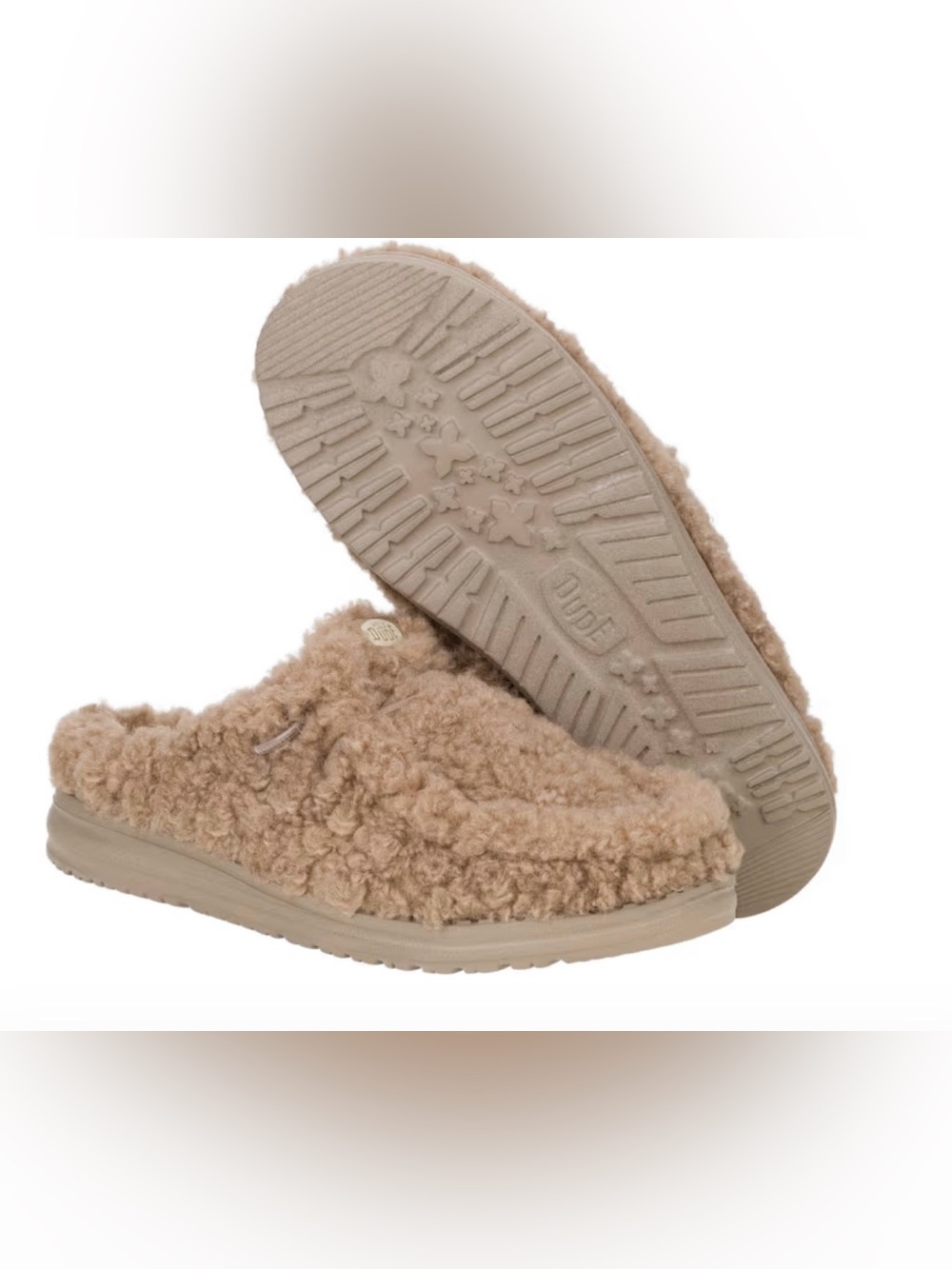 Hey Dude Women's Plush Shearling Slip-On Slippers in Tan Size 8